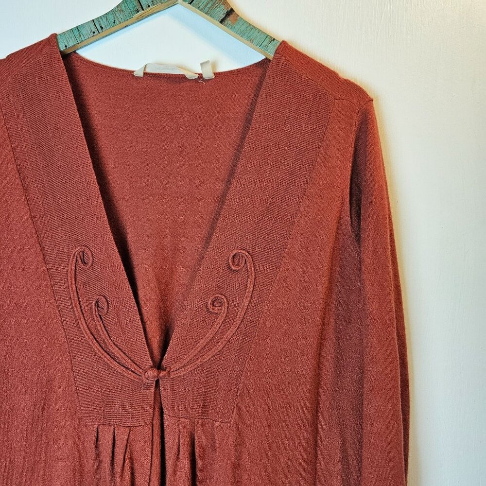 Soft Surroundings Autumn Orange Long Waisted Soft Knit Cardigan, Sz L - Picture 3 of 7
